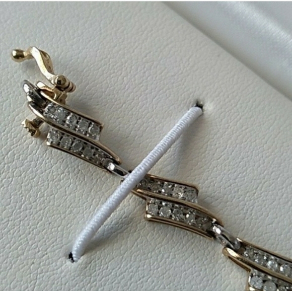VINTAGE 10K Gold Diamonds Bracelet Tennis Bracelet Stamped JAFA - Picture 9 of 13